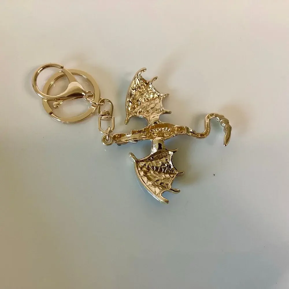 Blue and Gold Fantasy Western Dragon Keychain